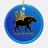 Jahr der Schwein-Schwarzen Keramik Ornament (Hinten)