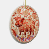 Jahr der Schweinegrippe Keramik Ornament (Rechts)
