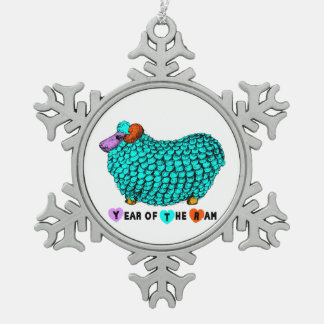 Jahr der türkisblauen Schafblume Schneeflocken Zinn-Ornament