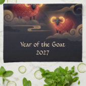 Jahr der Ziege 2027 Geschirrtuch (Gefaltet)