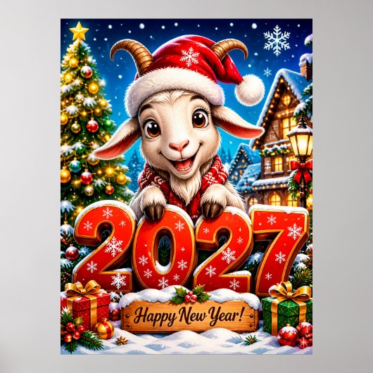 Jahr der Ziege 2027 Neujahrs Wand Poster (Vorne)
