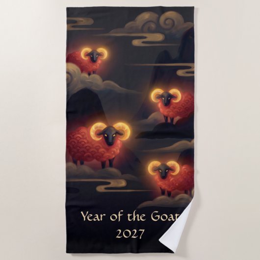 Jahr der Ziege 2027 Strandtuch (Vorderseite)