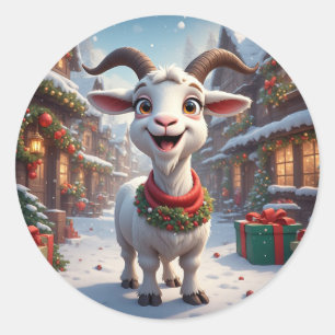 🎄 Jahr der Ziege 2027 Weihnachtsgeschenkidee 🐐 Runder Aufkleber