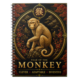Jahr des Affen Luxus-Chinesisches-Zodiak-Notizbuch Notizblock