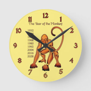 Jahr des Affen Runde Wanduhr
