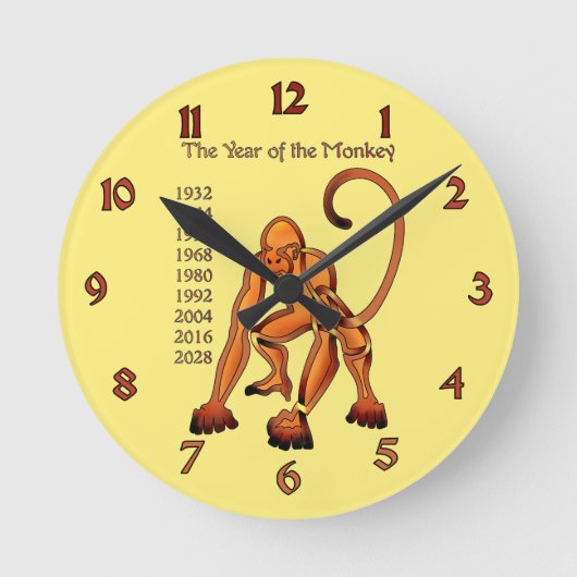 Jahr des Affen Runde Wanduhr (Vorderseite)