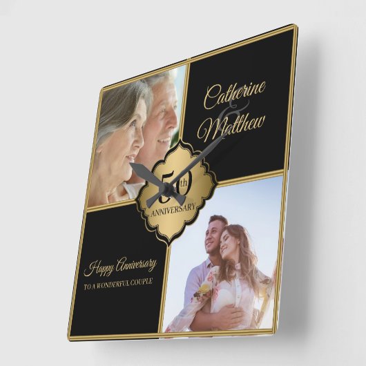 Jahr des benutzerdefinierten Fotos Quadratische Wanduhr (Winkel)