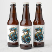 Jahr des blauen Drachen 2024 Bierflaschenetikett (Flaschen)