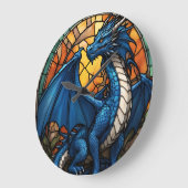 Jahr des blauen Drachen 2024 Große Wanduhr (Winkel)