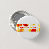 Jahr des Bokeh-Banners Pig 2019 Button (Vorne & Hinten)
