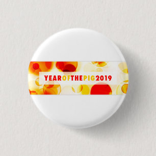 Jahr des Bokeh-Banners Pig 2019 Button