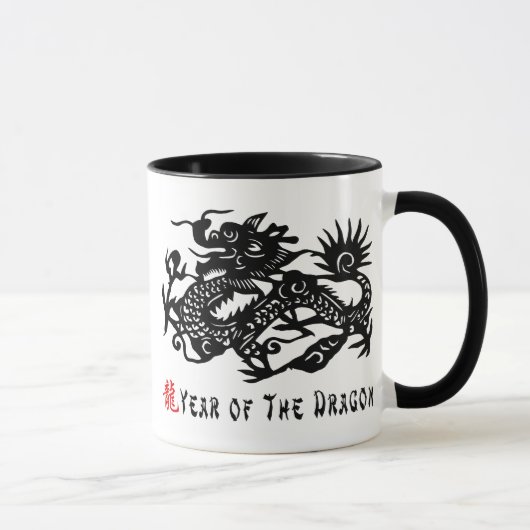 Jahr des Drache-Papier-Schnitt-Geschenks Tasse (Rechts)