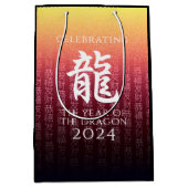 Jahr des Drachen 龍 Red Gold Chinesisches Neujahr Mittlere Geschenktüte (Vorderseite)