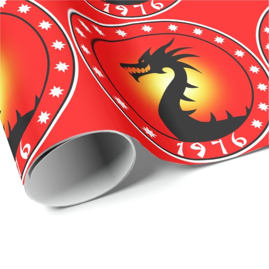 Jahr des Drachen 1976 Geschenkpapier (Rolleneckpunkt)
