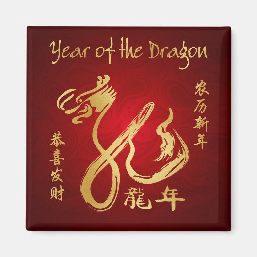 Jahr des Drachen 2012 - Chinesisches Neujahr Magnet (Vorne)