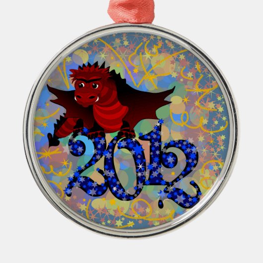 Jahr des Drachen, 2012 Silbernes Ornament (Vorne)