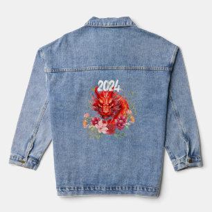 Jahr des Drachen 2024, chinesischer Drache Jeansjacke