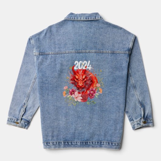 Jahr des Drachen 2024, chinesischer Drache Jeansjacke (Rückseite)