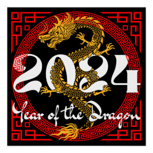 Jahr des Drachen 2024 Chinesischer Tierkreis Poster