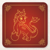 Jahr des Drachen 2024 Chinesischer Zodiac Rechteckiger Pappuntersetzer (Vorderseite)
