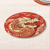 Jahr des Drachen 2024 Chinesisches Mondjahr 2024 Runder Pappuntersetzer (Angewinkelt)