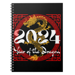 Jahr des Drachen 2024 Chinesisches Sternzeichen Notizblock