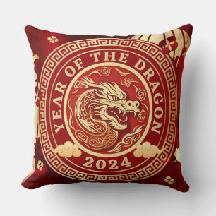 Jahr des Drachen 2024 Chinesisches Zodiakzeichen Kissen