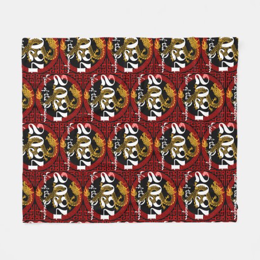 Jahr des Drachen 2024 Fleecedecke (Vorderseite (Horizontal))