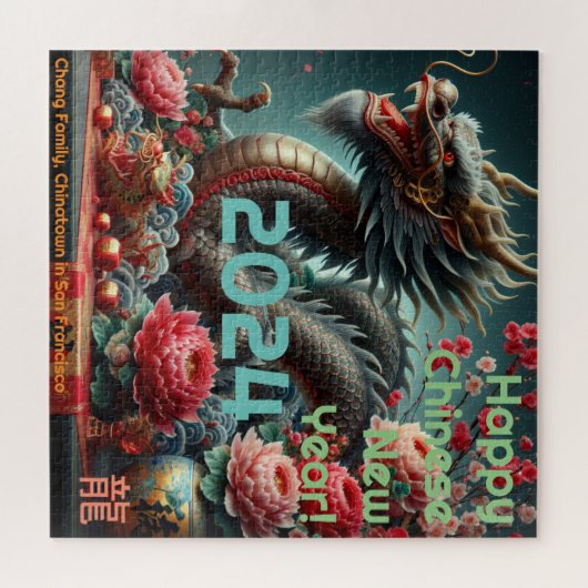 'Jahr des Drachen 2024' Glückliches chinesisches N Puzzle (Horizontal)