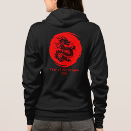 Jahr des Drachen 2024 in Rotem Mond Hoodie