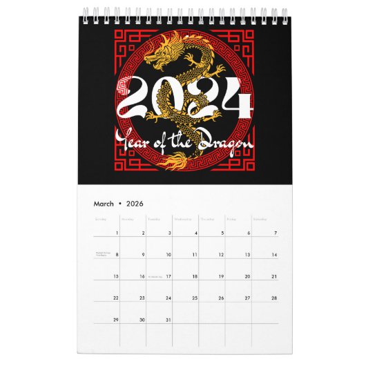 Jahr des Drachen 2024 Kalender (Mär 2026)