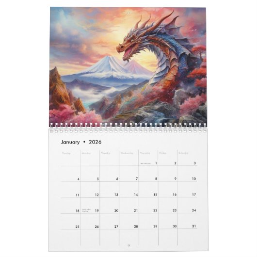 Jahr des Drachen 2024 Kalender (Jan 2026)