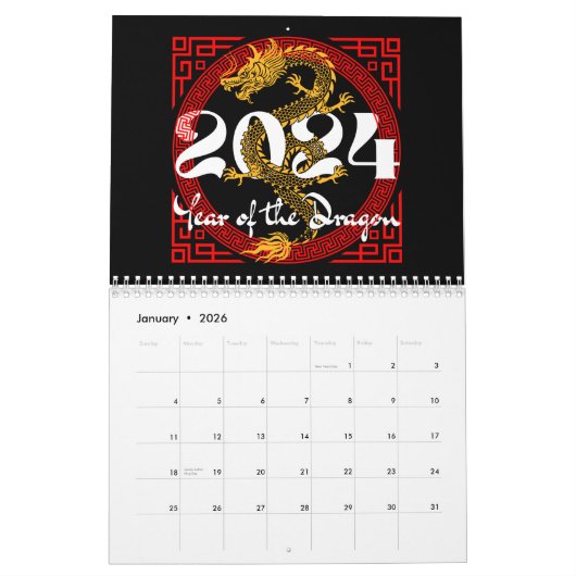 Jahr des Drachen 2024 Kalender (Jan 2026)