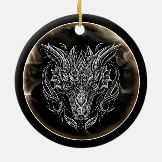 Jahr des Drachen 2024 Keramik Ornament (Hinten)