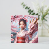 Jahr des Drachen 2024 - Mädchen zwischen Kirschblü (Stehend Vorderseite)