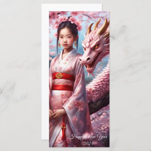 Jahr des Drachen 2024 - Mädchen zwischen Kirschblü (Vorne/Hinten)