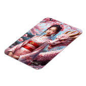 Jahr des Drachen 2024 - Mädchen zwischen Kirschblü Magnet (Linke Seite)