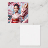 Jahr des Drachen 2024 - Mädchen zwischen Kirschblü Mitteilungskarte (Vorne/Hinten)