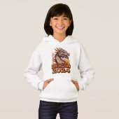 Jahr des Drachen 2024 Mädchen's White Hoody, Drago Hoodie (Vorne ganz)