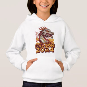 Jahr des Drachen 2024 Mädchen's White Hoody, Drago Hoodie