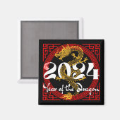Jahr des Drachen 2024 Magnet (Vorderseite/Rückseite)