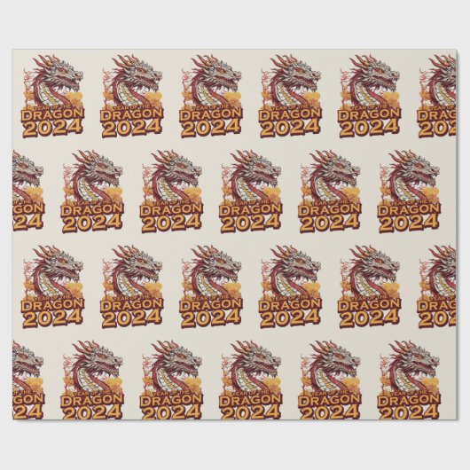 Jahr des Drachen 2024 Packpapiere, Dragon Geschenkpapier (Flach)