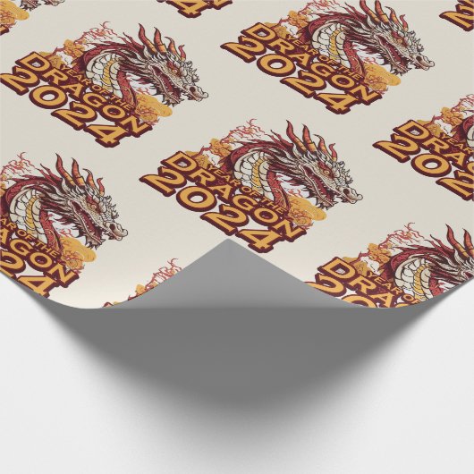 Jahr des Drachen 2024 Packpapiere, Dragon Geschenkpapier (Ecke)