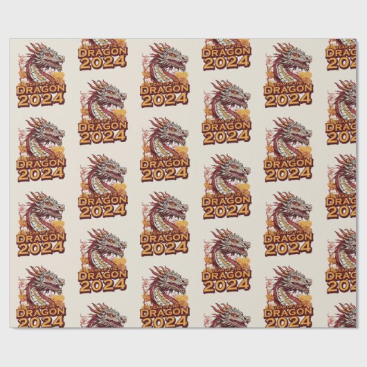 Jahr des Drachen 2024 Packpapiere, Dragon Geschenkpapier (Flach)