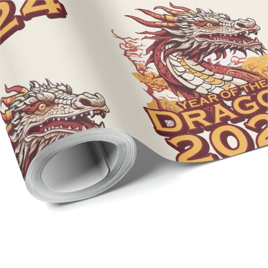 Jahr des Drachen 2024 Packpapiere, Dragon Geschenkpapier (Rolleneckpunkt)