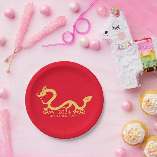 Jahr des Drachen 2024 Pappteller (Party)