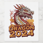 Jahr des Drachen 2024 Weinetikett (Einzelnes Label)