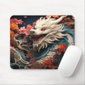 Jahr des Drachen 2024 | Weißer Drache Mousepad (Mit Mouse)