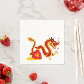 Jahr des Drachen-Cartoon Red Sack Napkins Serviette (Beispiel)