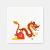 Jahr des Drachen-Cartoon Red Sack Napkins Serviette (Vorderseite)